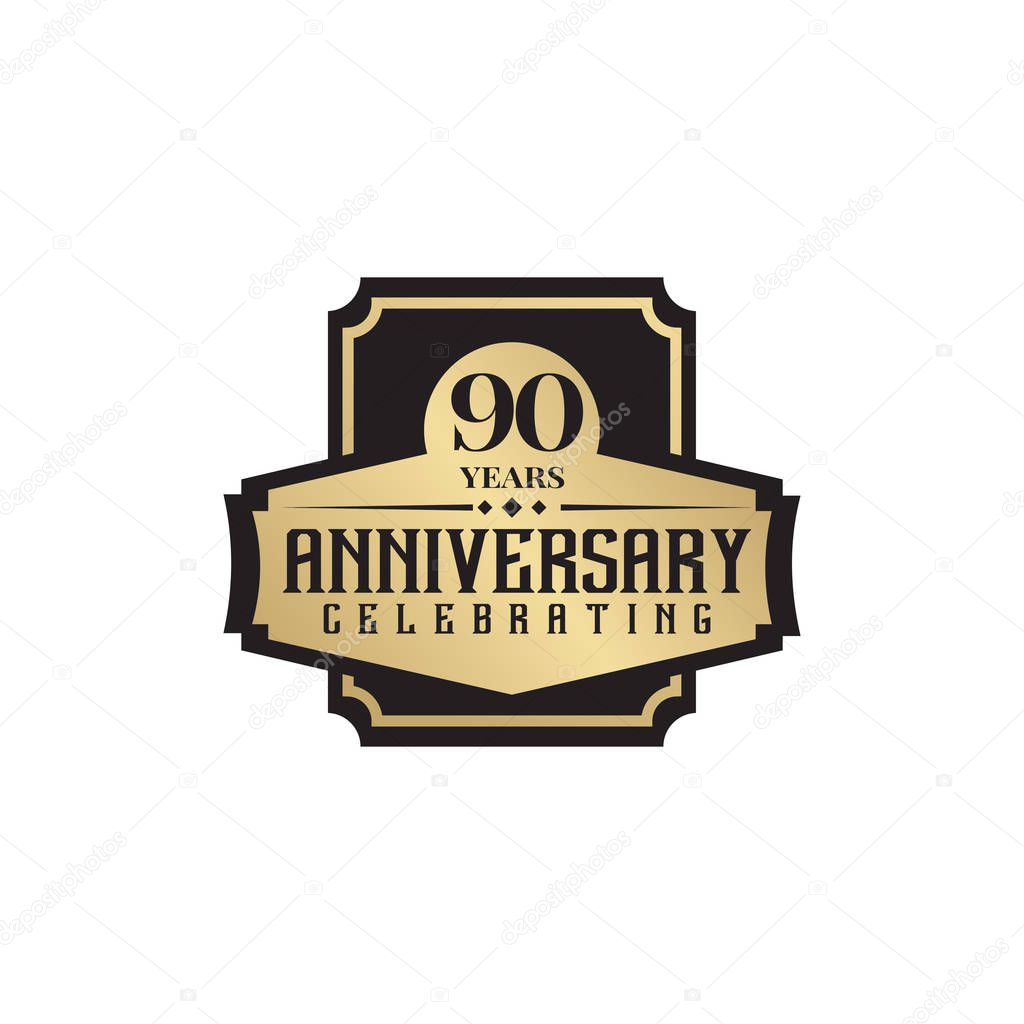 90th year celebrating anniversary emblem logo design