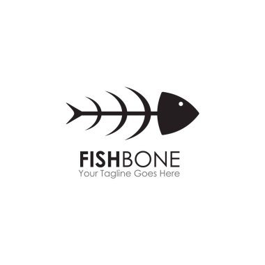Balık kemiği grafik şablonu kullanan restoran logosu tasarımı