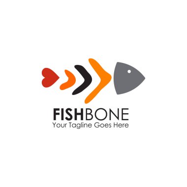 Balık kemiği grafik şablonu kullanan restoran logosu tasarımı