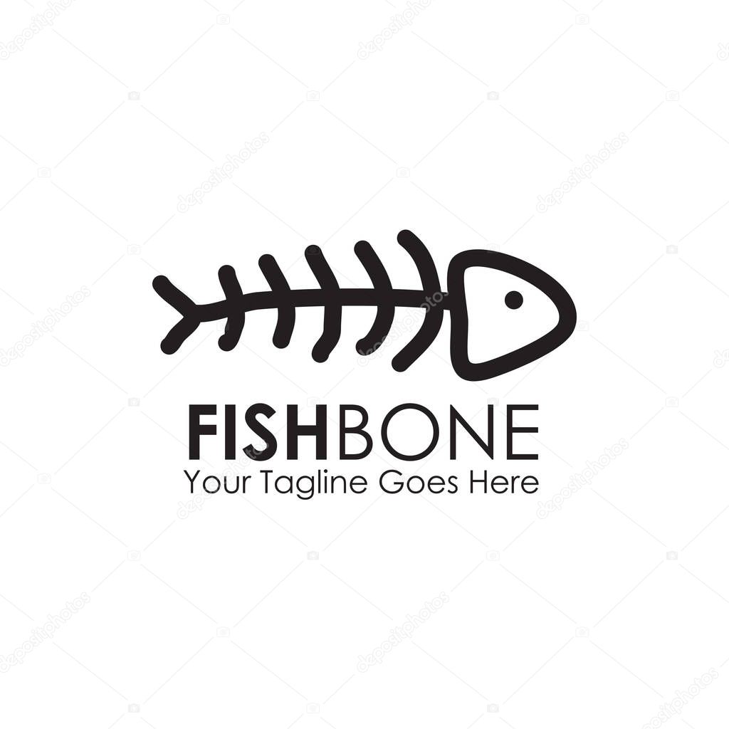 Restaurant logo design with using fish bone graphic icon templat