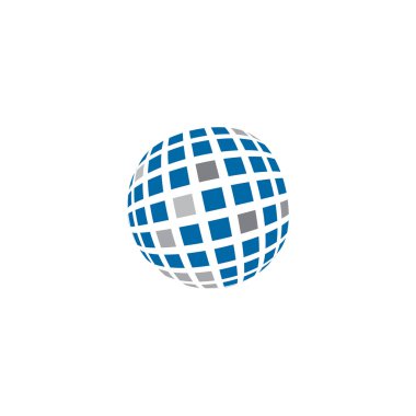 Yarım ton dünya 3D logo tasarım şablonu