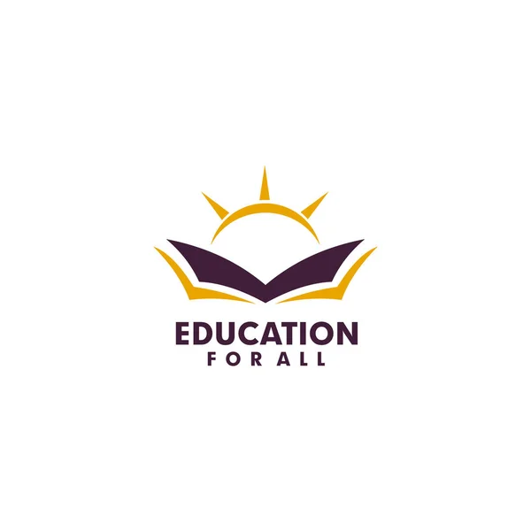 Kitap simgesi şablonu kullanılarak eğitim logosu tasarımı — Stok Vektör