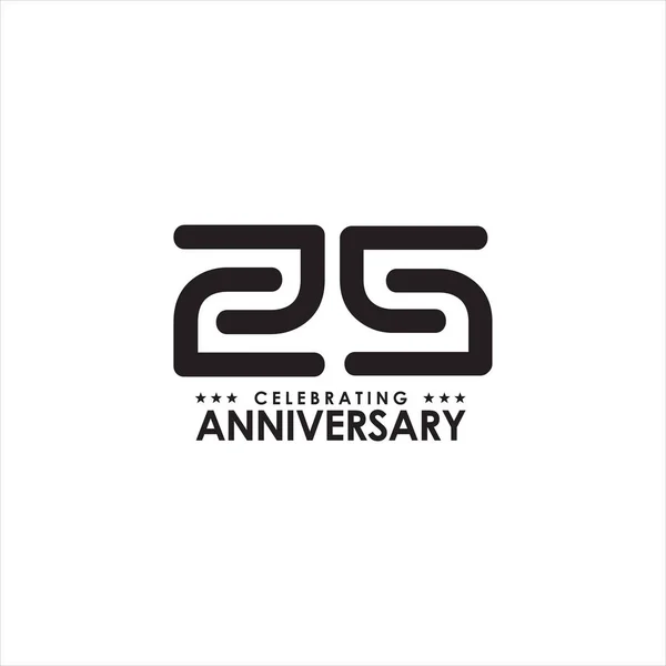 25th year celebrating anniversary emblem logo design — Stock Vector