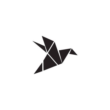 Origami kuş simgesi logo tasarım şablonu