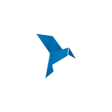 Origami kuş simgesi logo tasarım şablonu