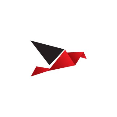 Origami kuş simgesi logo tasarım şablonu