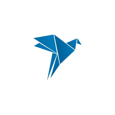 Origami kuş simgesi logo tasarım şablonu