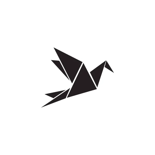 Origami pájaro icono logotipo diseño plantilla — Vector de stock