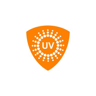 Ultra menekşe ışını koruma amblemi logo tasarım vektörü illüstrati