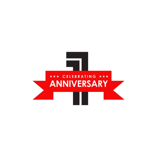 1周年ロゴデザインベクターテンプレート — ストックベクタ