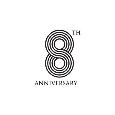 Sekizinci yıl dönümü amblem logo tasarım şablonu