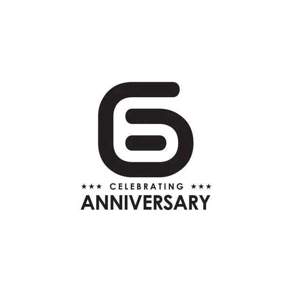 6. yıl dönümü amblem logo tasarım şablonu — Stok Vektör