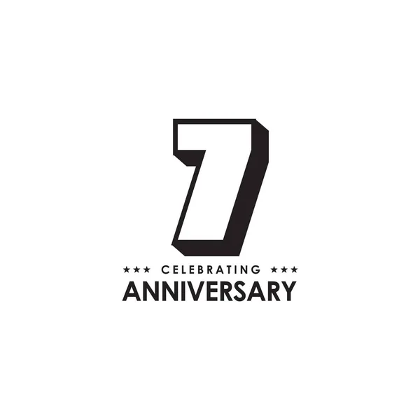 7. yıl dönümü amblem logo tasarım şablonu — Stok Vektör