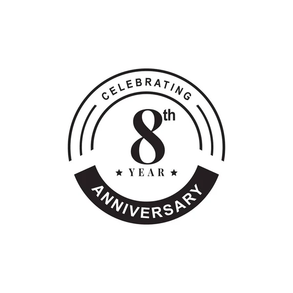 Modèle vectoriel de conception de logo emblème 8e anniversaire — Image vectorielle