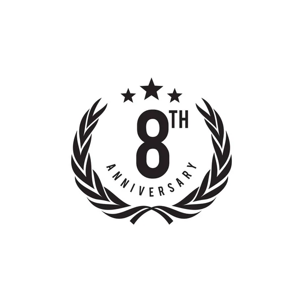 Πρότυπο φορέα σχεδιασμού λογότυπου επετείου του 8ου έτους — Διανυσματικό Αρχείο