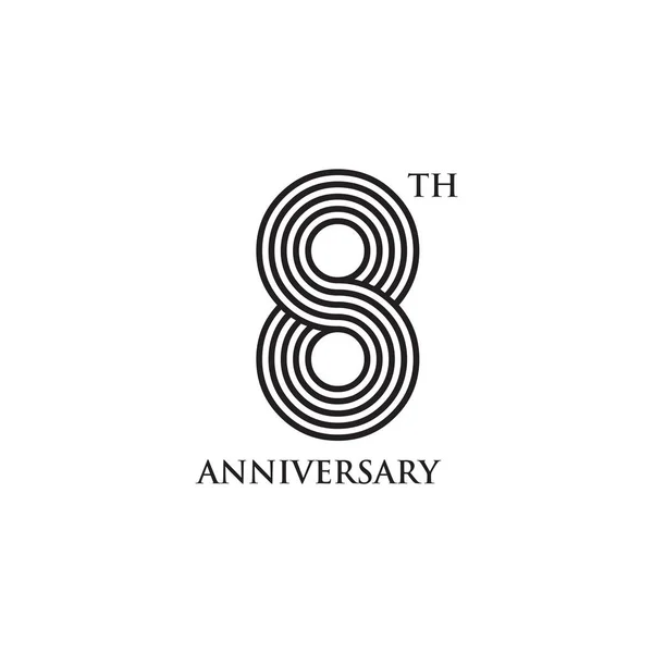 8th year anniversary emblem logo design vector template — Stock Vector