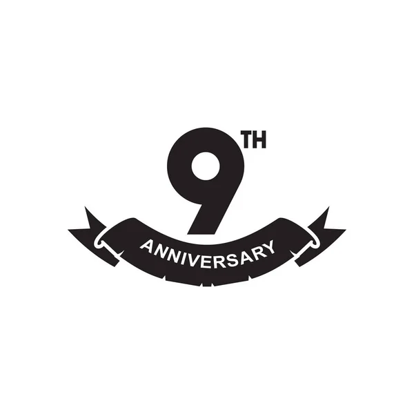 9th year anniversary emblem logo design vector template — Stock Vector