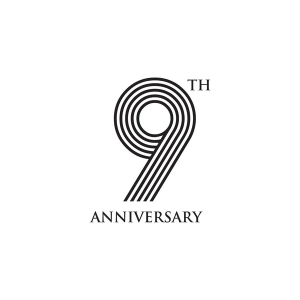 9 ano aniversário emblema logotipo design vetor modelo —  Vetores de Stock