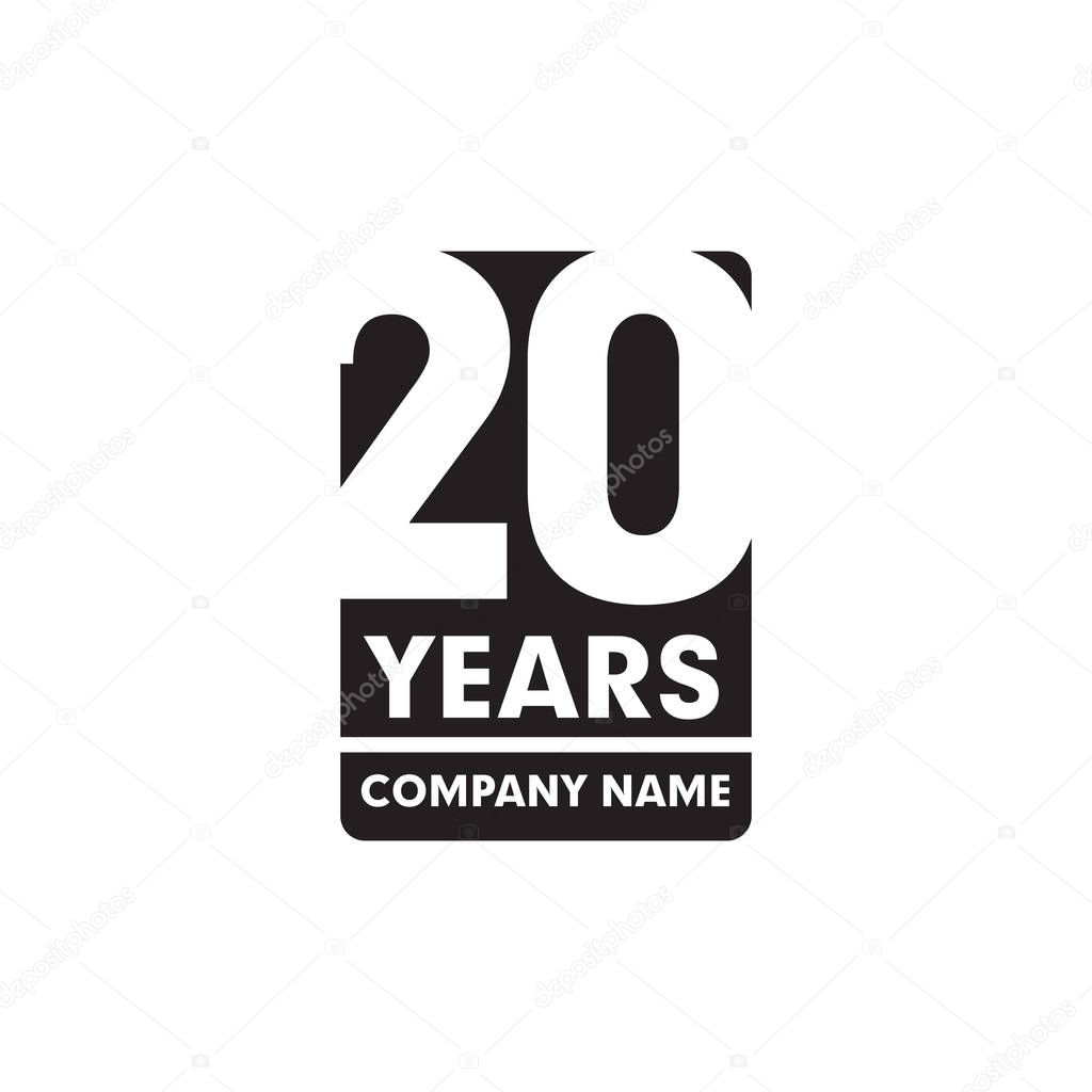 20th year anniversary emblem logo design vector template