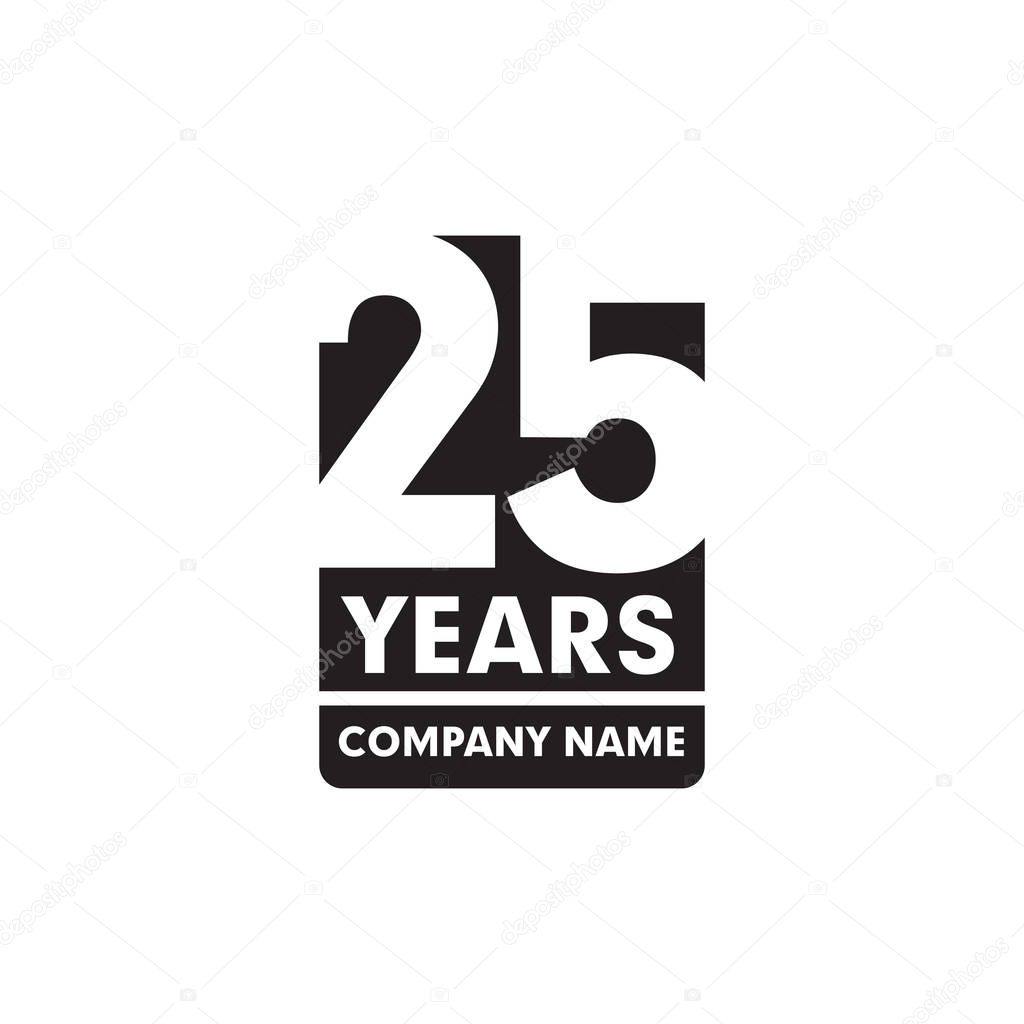 25th year anniversary emblem logo design vector template