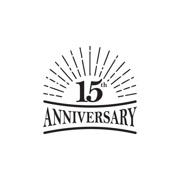 15th year anniversary emblem logo design template — 스톡 벡터