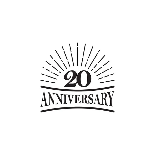 Modelo de design de logotipo emblema de aniversário de 20 anos — Vetor de Stock