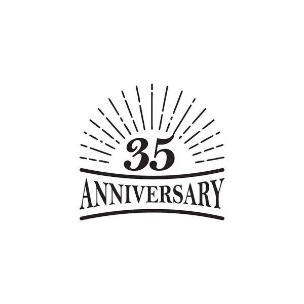35周年記念エンブレムロゴデザインテンプレート — ストックベクタ