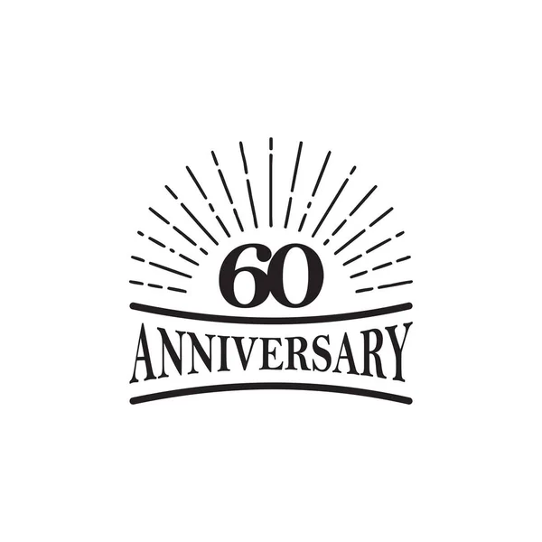60η επέτειος έμβλημα λογότυπο πρότυπο σχεδιασμού — Διανυσματικό Αρχείο