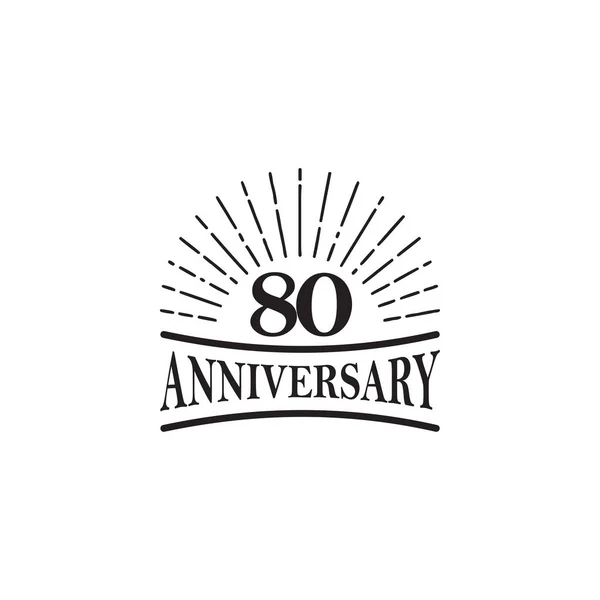 Modelo de design de logotipo de emblema de aniversário de 80 anos — Vetor de Stock