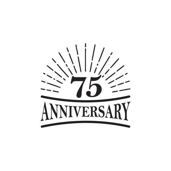 Plantilla de diseño del logotipo del emblema del 75 aniversario — Vector de stock