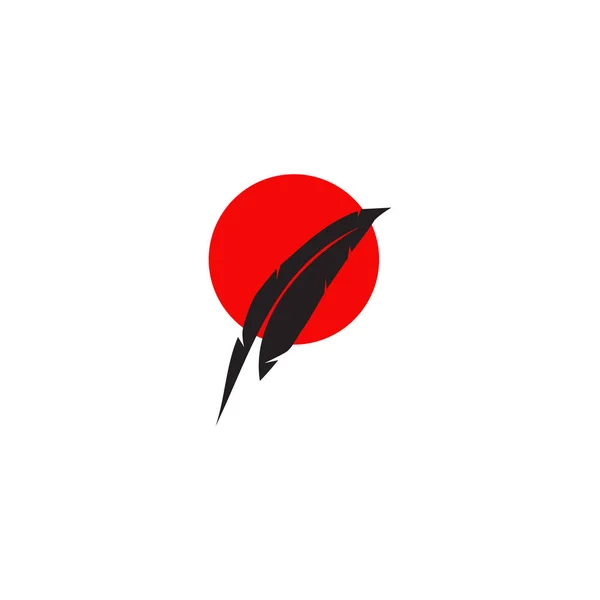 Feather pen icon logo design template — 스톡 벡터