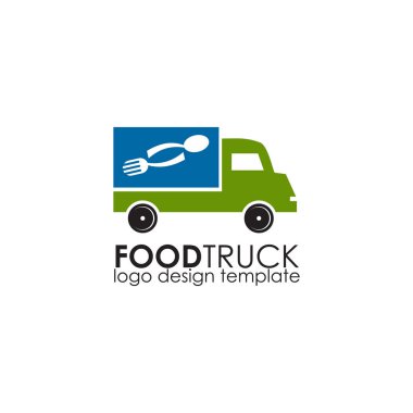 Yemek kamyonu simgesi logo tasarım şablonu