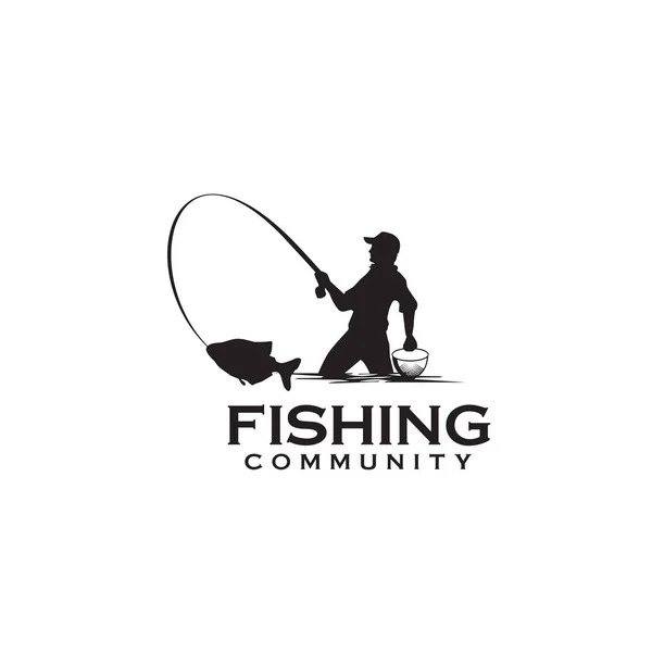 Diseño del logo del club de pesca vector plantilla — Vector de stock