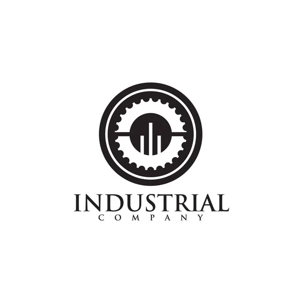 Design del logo icona dell'ingranaggio per l'azienda industriale — Vettoriale Stock