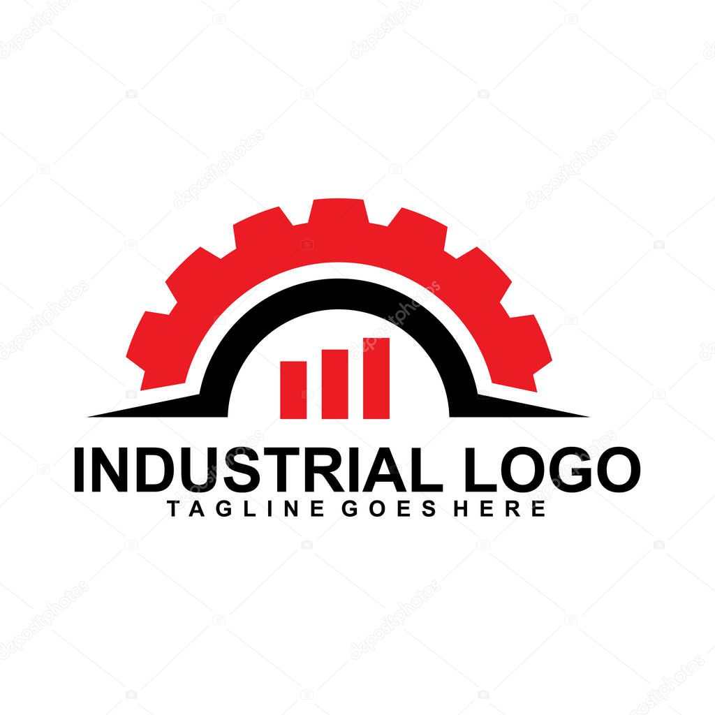Industrial company logo design with using gear icon vector template