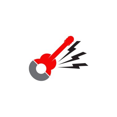 Gitar enstrüman logo tasarım vektör şablonu