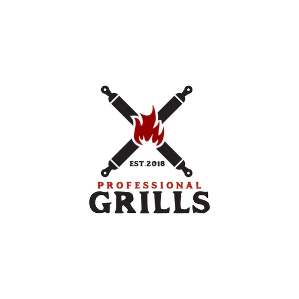 Grills barbeque restaurant logo design template — Stock Vector