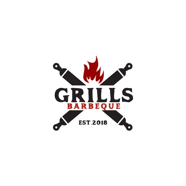 Grills barbeque restaurant logo design template — Stock Vector