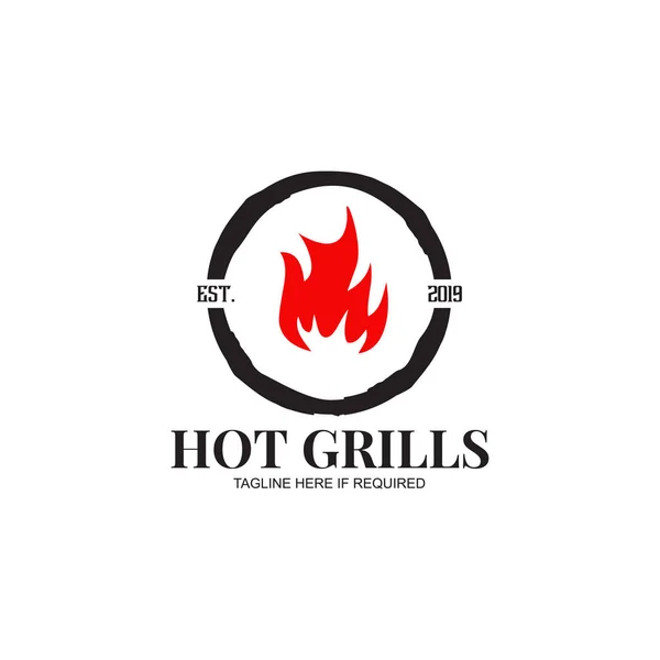 Grills barbeque restaurant logo design template — Stock Vector