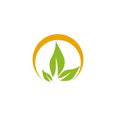 Yaprak simgesi logo tasarım şablonu