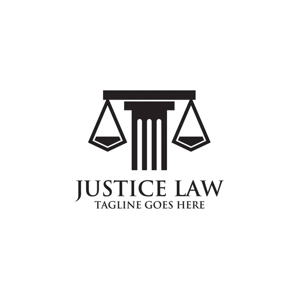 Justice law logo with scale icon design template — Stock Vector