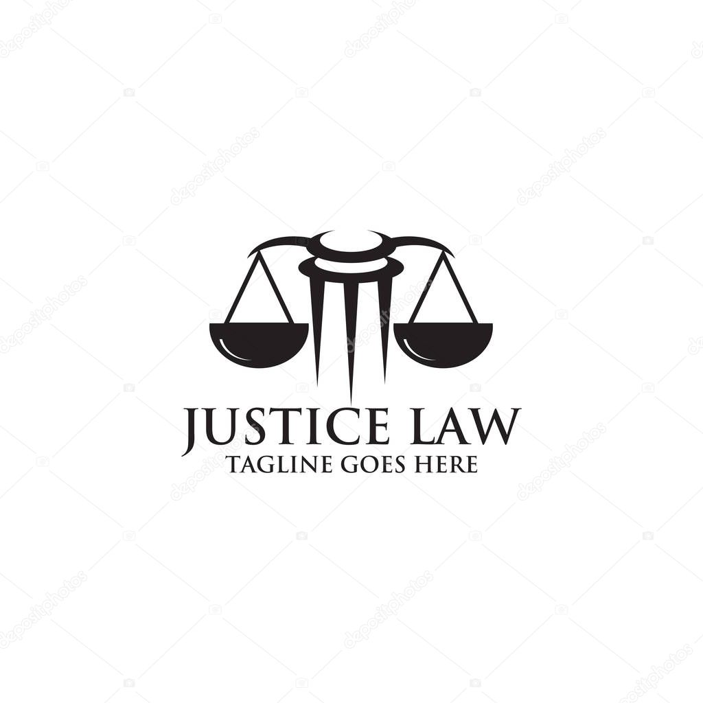 Justice law logo with scale icon illustration design template
