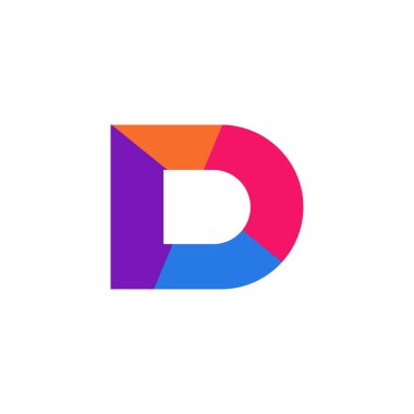 D harfi ilk logo tasarım vektör şablonu