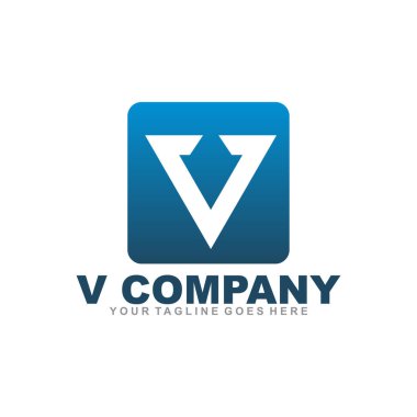V Harfi Logo Tasarım Vektörü Şablonu