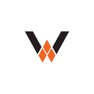 W harfi ilk simge logo tasarım şablonu