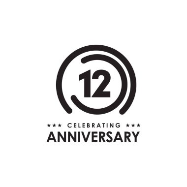 12th year anniversary emblem logo design vector template clipart
