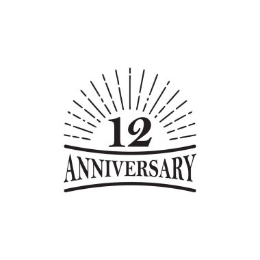 12. yıl dönümü amblem logo tasarım şablonu