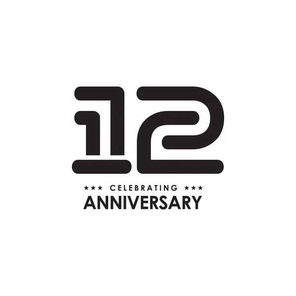 Πρότυπο φορέα σχεδιασμού λογότυπου επετείου 12ου έτους — Διανυσματικό Αρχείο