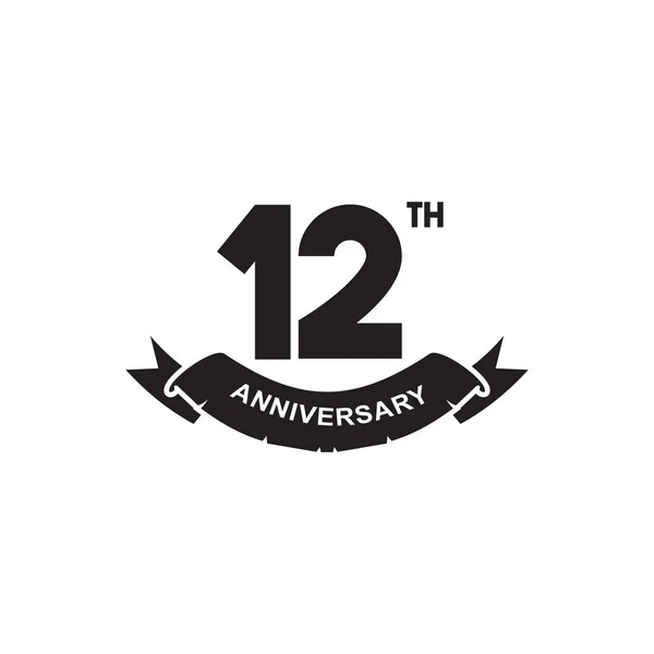 12th year anniversary emblem logo design vector template — Stock Vector