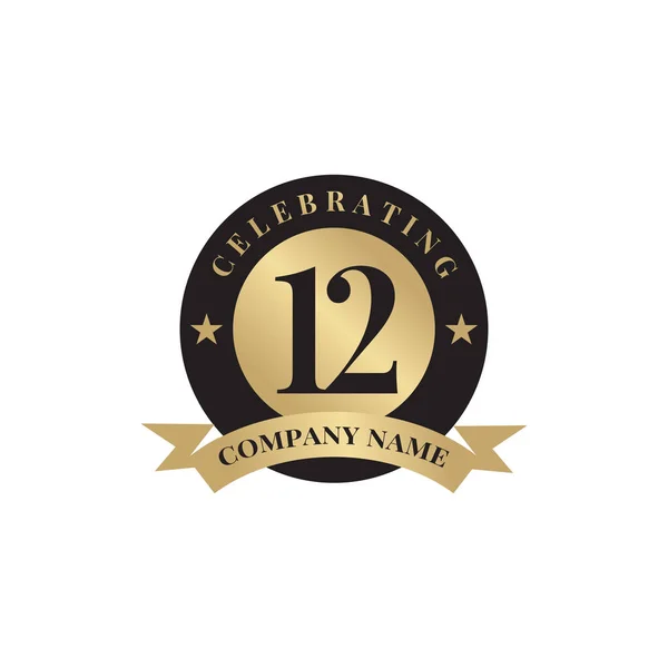 12th year anniversary emblem logo design vector template — Stock Vector